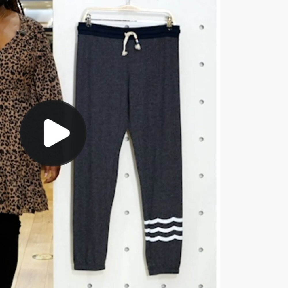 Sol Angeles Hacci Waves Slim Jogger Sweatpants, XS, Dark Grey, Retail $110